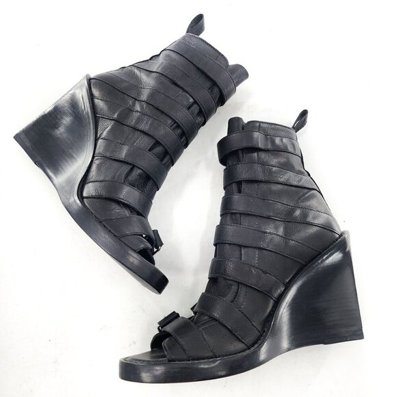 ANN DEMEULEMEESTER NWOB Gladiator Leather Wedge Sandal - Picture 8 of 11
